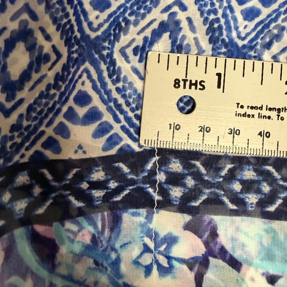 Tommy Bahama Blue Floral Geometric Lace Up Tassel Swim Cover Up L/XL TSW80414C
